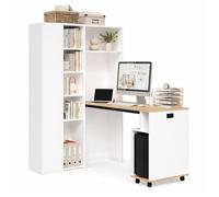 Secrétaire pliant 2-en-1 avec bibliothèque WUVWAY 104,5 x 30,5 x 160 cm prise EU USB MDF blanc