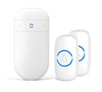 SECRUI Sonnette Sans Fil Exterieur Etanche, 1 Récepteur + 2 Émetteur, Doorbell Avec 58 Mélodies Carillon, 120dB 5 Niveaux Volume, LED, 300m Longue Portée Sonette Pour Maison/Appartement/Bureau, Blanc