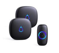 SECRUI Sonnette Sans Fil Exterieur Etanche, 2 Récepteur + 1 Émetteur, Noir | Doorbell Avec 58 Mélodies Carillon, 5 Niveaux Volume 120 dB, LED, 300m Longue Portée Sonette Pour Maison,Appartement,Bureau