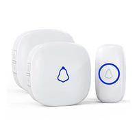 SECRUI Sonnette Sans Fil Exterieur Etanche, Doorbell Avec 2 Récepteurs + 1 Émetteur À Pile, 58 Mélodies Carillon, 5 Niveaux Volume 120 dB, LED, 300m Longue Portée Sonette Pour Maison,Appartement,Blanc