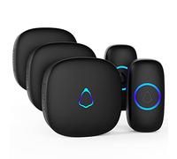 SECRUI Sonnette Sans Fil Exterieur Etanche, Doorbell Avec 3 Récepteurs + 2 Émetteur À Pile, 58 Mélodies Carillon, 5 Niveaux Volume 120 dB, LED, 300m Longue Portée Sonette Pour Maison,Appartement, Noir