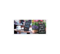 SECURIT - Tableau de table en L A8 - Ardoise porte-menu en acrylique empilable - Noir