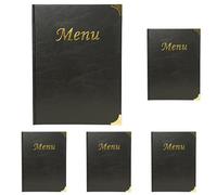 Securit Basic Protège-menu 4 Inserts Fixes (présente 8 pages A4) Noir, Paquet de 5