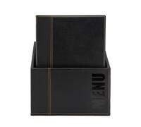 SECURIT - Box de 20 Porte-Menus Gamme Trendy - Format A4 - Noir | Similicuir - Bords Cousus - 1 Insert Double Inclus (4 Pages)