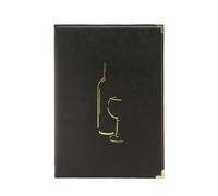 SECURIT - Carte des Vins Classic Line - 2 Inserts Fixes = 8 Feuilles A4 - Pour Café, Bar, Restaurant - Similicuir PU - Coloris Noir