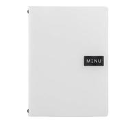 Securit Carte menu 100% cuir aggloméré - Coloris Blanc - Ligne RAW - format A4 - 1 Insert Inclus (4 Vues)