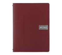 Securit Carte menu 100% cuir aggloméré - Couleur Bordeaux - Ligne Royal - format A4 - 1 Insert Inclus (4 Vues)