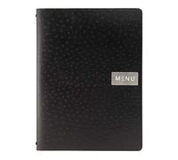 Securit Carte menu 100% cuir aggloméré - couleur Noire - Ligne Ego - format A4 - 1 Insert Inclus (4 Vues)