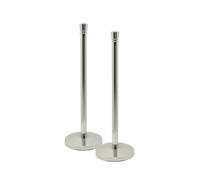 SECURIT - Ensemble de 2 Poteaux en Acier Inoxydable Avec Bande Rétractable en Nylon + Base Pour Système de Barrière - Pour Bar, Restaurant, Boîte de Nuit, Boutique - H. 93 cm - Coloris Acier Brossé