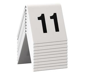 Securit Lot de 10 numéros de table en plastique blanc style tente pour bars, restaurants, cafés ou réceptions de mariage - Lot de 11-20 4 x 4 x 5 cm