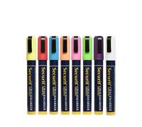 SECURIT - Lot de 8 Marqueurs à Craie Liquide - Pour Surfaces Non Poreuses (Tableau Noir, Verre, Métal, Miroir…) - Pointe Moyenne 2-6 mm - 8 Couleurs Assorties