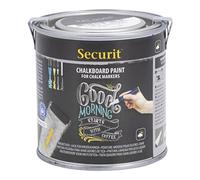 Securit Peinture tableau noir à base d'eau pour créer un mur de tableau noir, 250 ml - Peinture tableau noir pour une utilisation sur les murs, le verre, le métal, le plastique ou le bois - Idéal pour