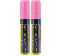 SECURIT Pochette de marqueurs à craie liquide pointe biseautée largeur du trait 7 mm x 15 mm rose (Lot de 2)