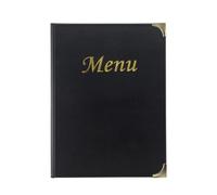 SECURIT - Porte-Menu Basic Line - 4 Inserts Fixes Double Face = 8 Pages A4 - Pour Café, Bar, Restaurant - PVC - Coloris Noir