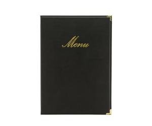 SECURIT - Porte-Menu Classic Line - 1 Insert Fixe Double Face = 4 Pages A4 - Possibilité d'Ajout d'Inserts Supplémentaires - Pour Café, Bar, Restaurant - Similicuir PU - Coloris Noir