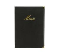 SECURIT - Porte-Menu Classic Line - A4 - Couleur Noir | 1 Insert Fixe Double Face - 4 Pages - Possibilité d'Ajout d'Inserts Supplémentaires - Pour Café, Bar, Restaurant