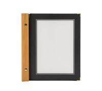 SECURIT - Porte-Menu Gamme Wood - Format A5 - Noir | Dos en Bois de Teck - 2 Inserts Inclus - Jusqu'à 14 Pages