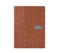 SECURIT - Porte-Menu Leather Line - Modèle Ruga - 1 Insert Fixe Double Face = 4 Pages A4 - Possibilité d'Ajouter des Inserts - Pour Café, Bar, Restaurant - Eco-Cuir Haute Qualité - Coloris Marron