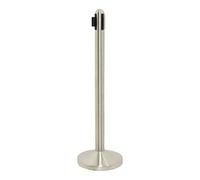 Securit Poteau de barrière rétractable en Nylon 100 cm (Ruban 210 cm), Base 31 x 31 cm, métal, Gris/Acier Inoxydable, 16 x 35 x 99 cm