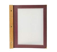 Securit Protège-Menu Wood A4, 2 Double Inserts Inclus (présente 4 Pages A4) | Dos en teck - Coins en métal doré - Bords cousus