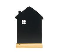 SECURIT - Silhouette Ardoise Maison - Noir | Marqueur Blanc - Ardoise Porte-Menu Double-Face - Base en Bois Laqué - Pour Café, Bar, Restaurant - 34,5 x 21 x 6 cm