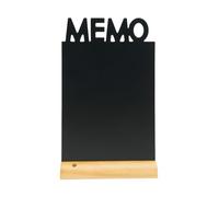 SECURIT - Silhouette Ardoise Memo - Noir | Marqueur Blanc - Ardoise Porte-Menu Double-Face - Base en Bois Laqué - Pour Café, Bar, Restaurant - 34,5 x 21 x 6 cm