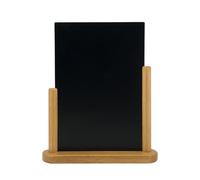 SECURIT - Tableau de Table - Ardoise Porte-Menu Double-Face - Couleur Teck | Finition Bois de Hêtre Laqué - Pour Café, Bar, Restaurant - 27 x 32 cm