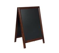 SECURIT - Tableau sur Pied en Bois d'Hévéa Laqué "Deluxe" - Ardoise Pour Marqueur à Craie Liquide - Pour Restaurant, Bar, Café, Boutique - 55 x 85 cm - Coloris Noyer