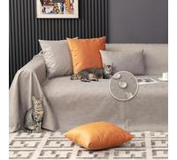 SECXEO Jeté de Canapé Imperméable et Anti-Griffe Chat, Protège-Canapé Universel Antidérapant, Lavable en Machine, 90 x 180 cm, Gris Clair