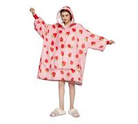 Sedefen Plaid Couverture Polaire avec Manches,Sweat-Shirt à Capuche avec Poches Portables,Confortable Flanelle Douverture TV Femme Homme,Hiver Chaud Sherpa Adulte,Rose,Fraise