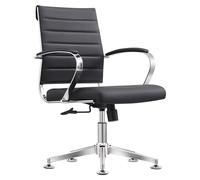 Sedero Cádiz Chaise de conférence en cuir synthétique noir - Chaise de bureau avec structure chromée - Chaise de bureau sans roulettes - Chaise pivotante avec de nombreuses fonctions ergonomiques