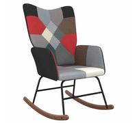 vidaXL Chaise à bascule Patchwork d'intérieur en bois massif multicolore H. 98 cm