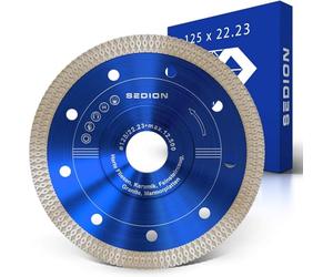 SEDION ® Disque diamanté 125 mm - Disque pour la coupe de carreaux durs céramique porcelaine grès granit marbre 125mm x 22,23 - Sedion Premium Quality - Disque diamanté flexible