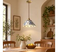 Sedtonmu Suspension Vintage en Céramique Peinte 3 Températures de Couleur | Petite Lampe Suspendue LED à Cordon Réglable pour Chambre Salle à Manger Cuisine Bureau Salon et Chevet