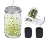 Seed Sprouter Caps - Accessoire de jardin en pot de 32 oz, base manuelle de haricots | Système nutritif de salade verte, jardinière micro-verte sur comptoir, couvercle filtrant avec maille, unité de
