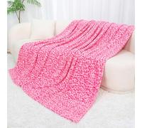 SEEGU Couverture Polaire Cheetah en Peluche Chaude et légère pour canapé, lit, Camping et Voyage, Motif léopard, Rose, 152 x 203 cm (BP-16)