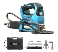 Seesii 12.000PSI Pompe à Graisse Électrique, 3 Vitesses, Tuyau de 1.2m | Batterie non fournie (Compatible avec la Batterie Makita 18V),Brushless, 3 Embouts, Raccord à 90°, pour Équipements Lourds