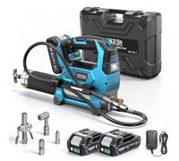 Seesii 12.000PSI Pompe à Graisse Électrique avec 2 Batteries, 3 Vitesses | Tuyau de 1.2m, Raccord à 90°, 3 Embout, (et Compatible avec la Batterie Makita 18 V), pour Équipements Lourds
