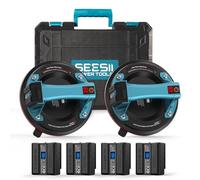 Seesii 2x Ventouses Carrelage Electrique avec 4x 2400mAh Batteries, Diamètre 200 mm, Supportent Jusqu'à 600LBS, Ventouse Vitre pour Carrelage, Pare-brise, Meubles