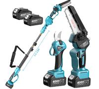 Seesii 3 en 1 6 ''scie électrique à branches hautes tronçonneuse sans brosse avec tige télescopique d'extension de 2.4 m coupe-bois outils de jardinage d'élagage WITH 1X4.0Ah