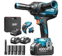 Seesii hocs Sans Fil 1/2" 1600N·m, 21V Haute Puissance avec Poignée Détachable, Visseuse à Chocs 2× Batteries 4,0Ah pour Voiture, Pickup, Tondeuse et Travaux Industriels