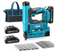 SEESII Cloueur Sans Fil, Cloueur Électrique 18 Gauge avec 2 Batteries 2.0Ah et 1000 Clous/Agrafes, Profondeur de Clouage Réglable, Cloueur-Agrafeuse 2 en 1 pour Tapisserie et Travail du Bois