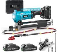 Seesii Efficacité Pompe a Graisse Electrique, 6,4 oz/Min 10000PSI Graisseur | Avec Raccord Rapide, Tuyau Flexible 100 cm, 2 Embouts, 2 Batteries et Chargeur pour agriculteurs, camions et machines lourdes
