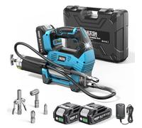 Seesii Kit de graisseuse sans fil 12 000 psi, 3 vitesses, moteur sans balais, presse à graisse électrique avec 2 batteries