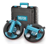 SEESII Lot de 2 ventouses pour levage de verre : 20,3 cm avec manomètre, charge maximale de 250 kg, aspirateur robuste pour soulever de grands carreaux, granit, métal, fenêtres