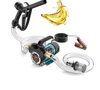 SEESII Pompe à gasoil 12V: 50 l/min Pompe électrique à carburant 200 W avec buse et tuyaux, pompe portable pour diesel, kérosène, huile, bateaux, camions, particuliers et engins agricoles