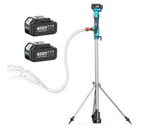 SEESII Pompe de Transfert sans Fil à Tige avec Trépied Mains Libres | 2725 L/h, Hauteur de Refoulement 5 m, 2×4,0 Ah, Tige en 3 Parties, Piscine, Spa, Cuve d’Eau de Pluie et Arrosage