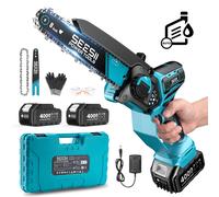 SEESII - scie à chaîne électrique sans fil 6 et 8 pouces, 1000W, sans balais, outils de jardinage et de travail du bois, pour batterie Makita 18V with 2X2.0Ah battery