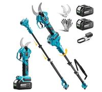 SEESII Sécateur Électrique Avec Perche, 2-en-1 Secateur Electrique Sans Fil Télescopique, Portée Totale 4,5 m, Coupe 40 mm, 2 * 4,0Ah Batteries, Lame SK5, Jardin/Arbres/Fleurs PS040Pro