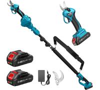 Seesii Taille-haies électrique 2-en-1, 33 mm, poteau d’extension de 2,4 m, 2 batteries de 2000 mAh, pour jardin, verger, olivier
